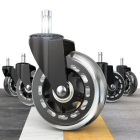 Set Of 5 Office Chair Caster Rubber Swivel Wheels Replacement Heavy Duty 3 Inch
