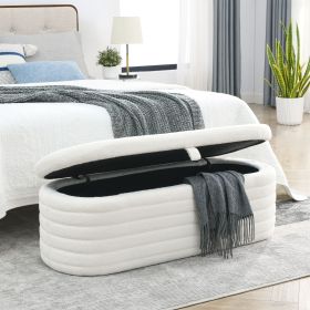 [Video] Welike Length 45.5 inchesStorage Ottoman Bench Upholstered Fabric Storage Bench End of Bed Stool with Safety Hinge for Bedroom, Living Room