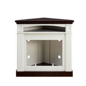 Corner electric fireplace with mantelpiece for living room or bedroom, replaceable fireplace insert heaters, realistic log and flame effects