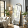 Wooden right angled arched golden full-length mirror with stand 71 * 31 * 1 inch Bathroom Vanity Mirror for Bedroom Entryway, Living/Dressing Room