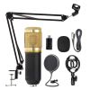 5 Core Studio Condenser Microphone Bundle Professional Adjustable Boom Arm Stand Shock Mount Pop Filter External USB Sound Card Foam Cover for Recordi