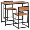 HOMCOM 3-Piece Industrial Dining Table Set for 2, Kitchen Table and Chairs, Dining Room Sets for Small Spaces