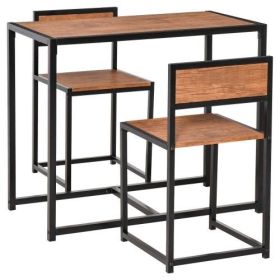 HOMCOM 3-Piece Industrial Dining Table Set for 2, Kitchen Table and Chairs, Dining Room Sets for Small Spaces