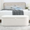 [Video] Welike Length 45.5 inchesStorage Ottoman Bench Upholstered Fabric Storage Bench End of Bed Stool with Safety Hinge for Bedroom, Living Room