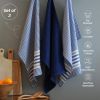 Decorative Kitchen Towels Set of 3 Recycled Cotton Waffle Weave Dish Towels for Drying Dishes 28x18 inch Blue Absorbent Tea Towels Boho Stripe Design