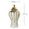 Exquisite White Gilded Ginger Jar with Removable Lid