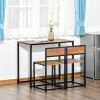 HOMCOM 3-Piece Industrial Dining Table Set for 2, Kitchen Table and Chairs, Dining Room Sets for Small Spaces