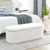 [Video] Welike Length 45.5 inchesStorage Ottoman Bench Upholstered Fabric Storage Bench End of Bed Stool with Safety Hinge for Bedroom, Living Room