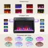 23 inch electric fireplace insert, ultra thin heater with crystal & realistic flame, remote control with timer, overheating protection,with sidelight