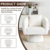 360° Swivel Accent Chair, Modern Velvet Fabric Living Room Armchair with Fluffy Cushions, Comfy Wide Upholstered, Barrel Accent Chairs for Living Room
