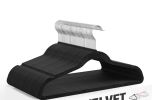 Velvet Hangers 30 Pack, Non-Slip Clothes Hangers with Shoulder Notches, 360° Swivel Hooks, Heavy Duty Coat Suit Hangers for Closet Space Saving, Black