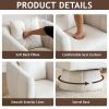 360° Swivel Accent Chair, Modern Velvet Fabric Living Room Armchair with Fluffy Cushions, Comfy Wide Upholstered, Barrel Accent Chairs for Living Room