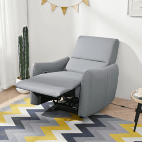 Wall Hugger Recliner,Power Recliner Chair,Electric Recliner For Living Room,PU Leather Reclining Armchair For Small Space,Reclining Sofa For Bedr (Option: Blue Gray)