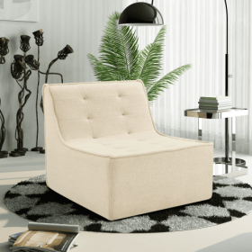 Fireside Chair, Lazy Floor Sofa Couch, Large Bean Bag Chair For Adults With High Resilience Foam For Living Room, Bedroom And Office, Velvet Fabric (Color: khaki)