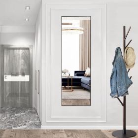 Floor Standing Mirror, Wall Mirror With Stand Aluminum Alloy Thin Frame (Option: Blackrect64IN)