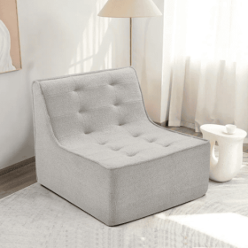 Fireside Chair, Lazy Floor Sofa Couch, Large Bean Bag Chair For Adults With High Resilience Foam For Living Room, Bedroom And Office, Velvet Fabr (Option: Gray)