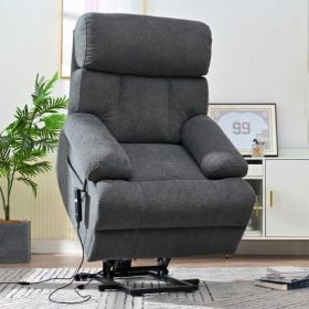Oversized Power Lift Recliner Chair For Elderly, Electric Fabric Recliner Chair For Seniors, Home Theater Seating,Reclining Sofa Chair With Remot (Option: Dark gray)