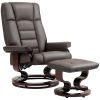 HOMCOM Recliner with Ottoman, Swivel Recliner Chair and Ottoman, Faux Leather Reclining Chair with High Back and Wood Frame for Living Room, Bedroom