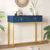 Modern Sleek Console Table Two Drawers with Stripe Design for Living Room and Entryway