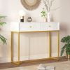 Modern Sleek Console Table Two Drawers with Stripe Design for Living Room and Entryway