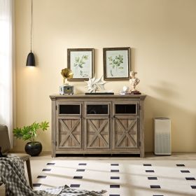 3 Doors Cabinet Large Buffet Sideboard Cabinet (Material: MDF, Color: Gray Wash)