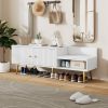 Modern Shoe Storage Bench with Hidden Storage and Upholstered Cushions for Bedside,Living Room and Entryway