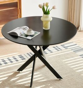 42.1" Table Mid-century Dining Table for 4-6 people With Round Mdf Table Top, Pedestal Dining Table, End Table Leisure Coffee Table,cross leg (Legs: 4, Color: Matte Black)