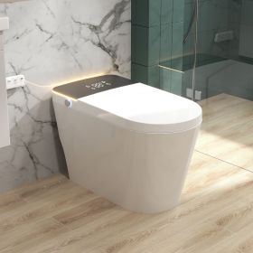 Smart Bidet Toilet with Built-in Bidet Seat, Heated Seat, Tank, Remote Control, Foam Shield, Foot Sensor, Warm Water, One-Piece Toilet for Bathroom (Feature: 740-Good)