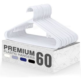 white/black 20/30/40/60-Pack Plastic Clothes Hangers - Heavy Duty Adult Hangers. Standard Design for Clothes. Space Saving & Dura (Color: white-60pcs)