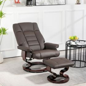 HOMCOM Recliner with Ottoman, Swivel Recliner Chair and Ottoman, Faux Leather Reclining Chair with High Back and Wood Frame for Living Room, Bedroom (Color: multicolor)
