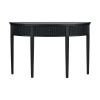 Distinctive Features of Pine Veneer Console Table with Vertical Stripe Drawer Fronts and Four Legs