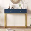 Modern Sleek Console Table Two Drawers with Stripe Design for Living Room and Entryway