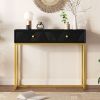 Modern Sleek Console Table Two Drawers with Stripe Design for Living Room and Entryway