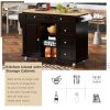 Kitchen cart with Rubber wood desktop rolling mobile kitchen island with storage and 5 draws 53 Inch length
