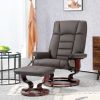 HOMCOM Recliner with Ottoman, Swivel Recliner Chair and Ottoman, Faux Leather Reclining Chair with High Back and Wood Frame for Living Room, Bedroom