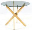 42.1" Table Mid-century Dining Table for 4-6 people With Round Mdf Table Top, Pedestal Dining Table, End Table Leisure Coffee Table,cross leg