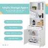 Bathroom Storage Cabinet, Cabinet with Two Doors and Drawers, Adjustable Shelf, Three-layer Open Shelf, MDF Board