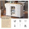 Kitchen cart with Rubber wood desktop rolling mobile kitchen island with storage and 5 draws 53 Inch length