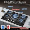 30 inch Gas Cooktop, Gas Stove Top with 5 High Efficiency Burners, Bulit-in Stainless Steel Gas Hob for Kitchen, NG/LPG Convertible Gas Stovetop